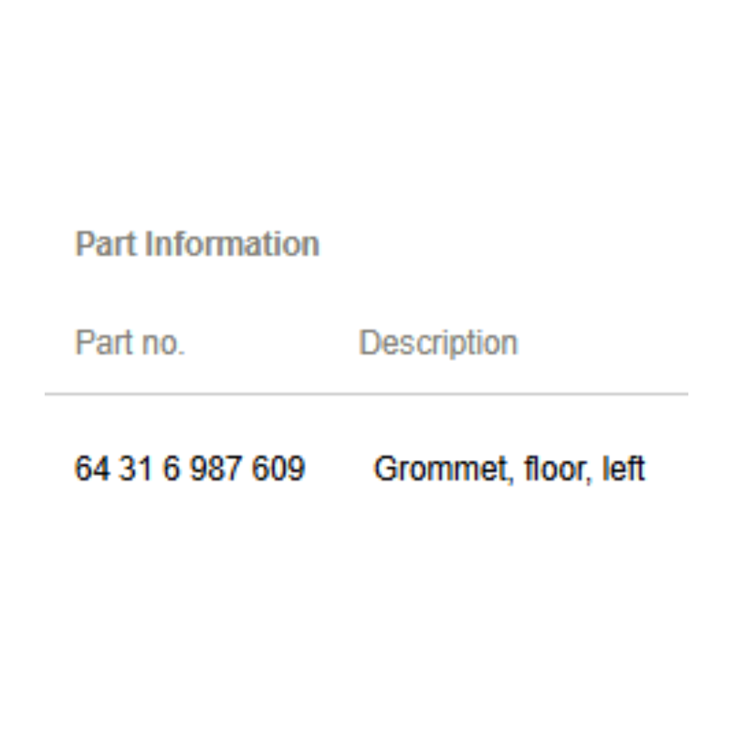 2013 BMW 520i Left-Floor Grommet Used OEM 64316987609