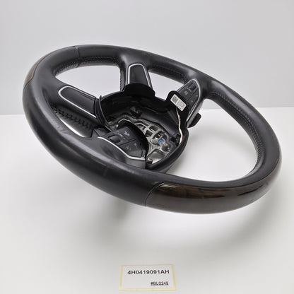 2014-2017 Audi A8 D4 Leather Wood Steering Wheel with Shift Paddles 4H0419091AH