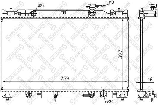 STELLOX 2002-2008 Toyota Camry Radiator Assembly 16400-0H030