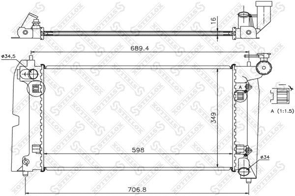 STELLOX 2000-2007 Toyota Corolla Radiator Assembly 164000D220