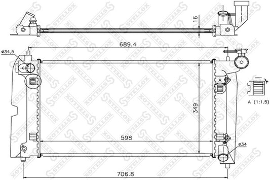 STELLOX 2000-2007 Toyota Corolla Radiator Assembly 164000D220