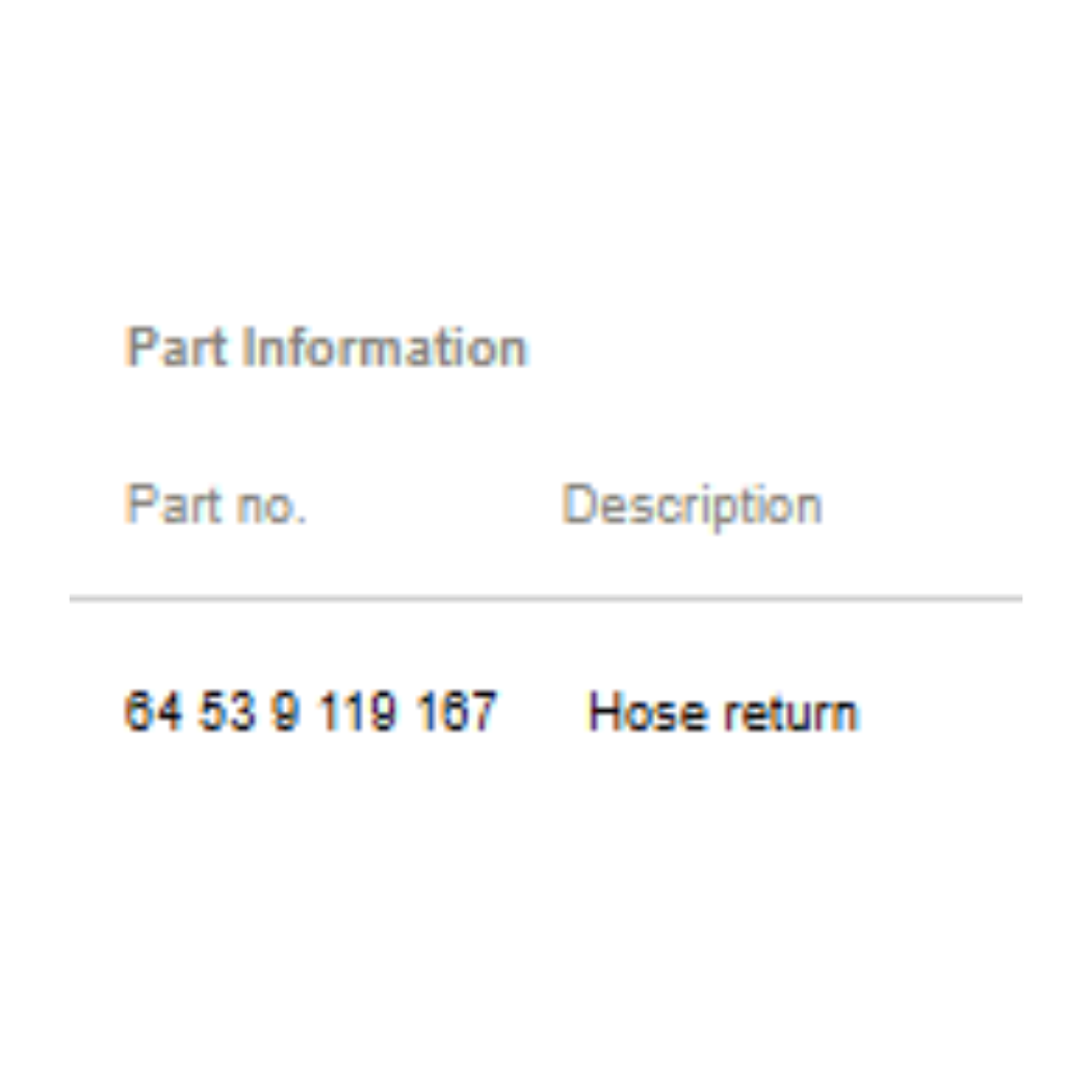 2011–2016 BMW 520i Return Hose OEM 64539119167