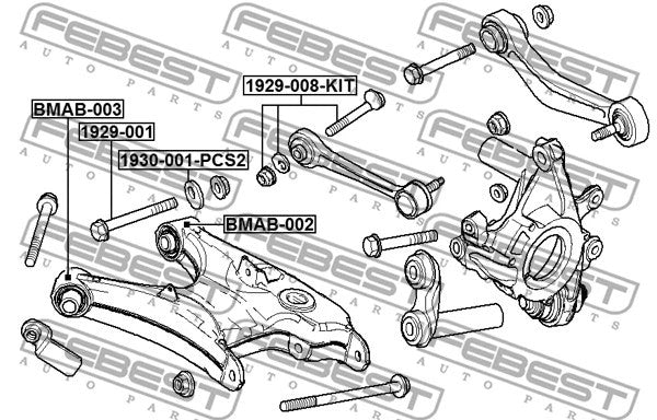 Febest Repair Kit Camber Adjusting Eccentric Bolt 1929-008-KIT