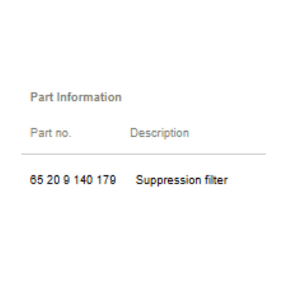2011–2016 BMW 520i Noise/Suppression Filter OEM 65209140179