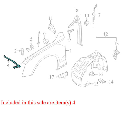 2010 Audi A4 Left Front Fender Support Bracket Used OEM 8K0821135H