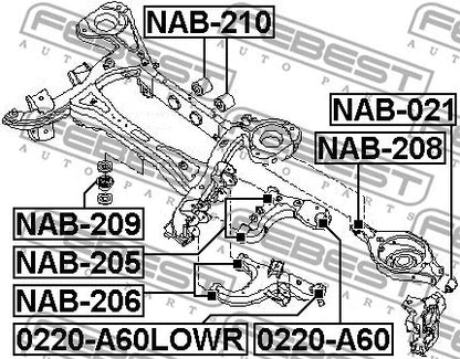 FEBEST 2004-2010 INFINITI QX56 Rear Upper Control Arm Bushing NAB-205