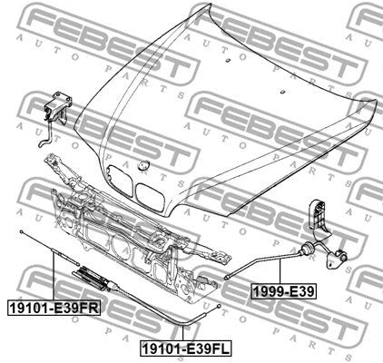 FEBEST BMW Cable Assembly Hood Lock Control 19101-E39FL