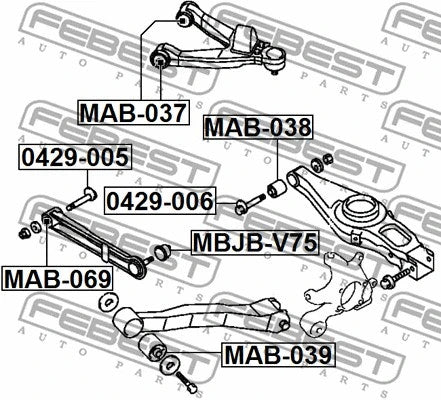 FEBEST 2000-2006 Mitsubishi Montero Rear Transverse Arm Bushing MAB-038