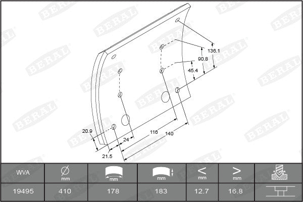BERAL MAN Brake Lining Kit, Drum Brake KBL19495.9-1575
