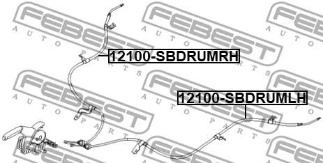 Febest 2010-2017 Hyundai Accent Parking Brake Cable 12100-SBDRUMLH