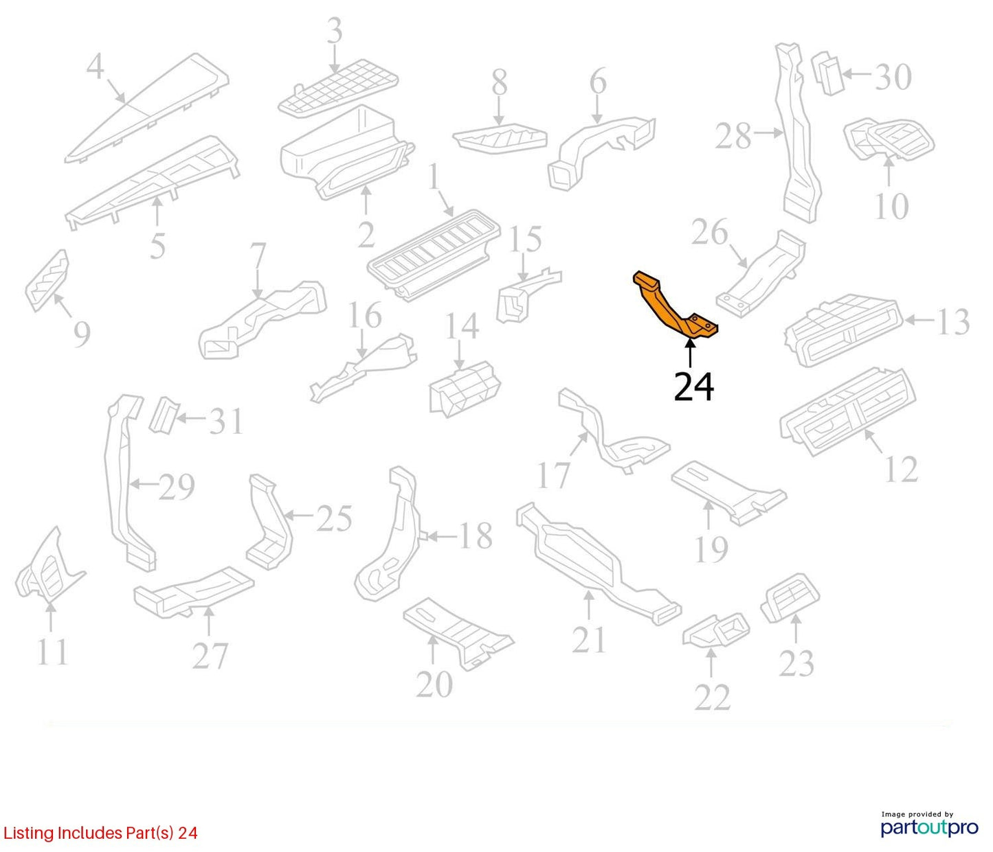 2012–2015 Audi A6 Right Rear Air Guide Channel Used OEM 4G0819348A