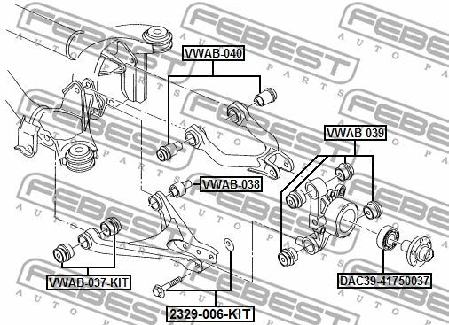 FEBEST 1998-2005 Audi A6 Rear Lower Control Arm Bushing VWAB-038
