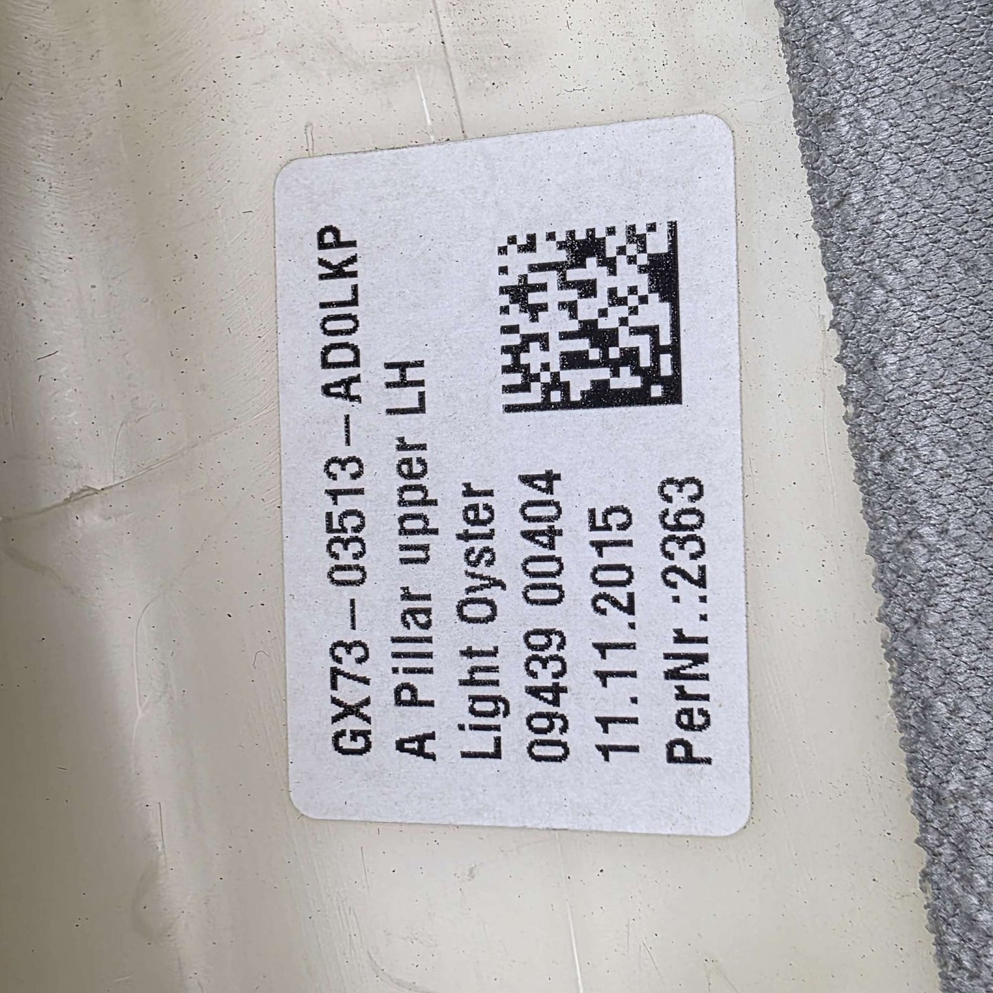 2015-2020 Jaguar XE A Pillar Interior Trim Cover GX7303513A