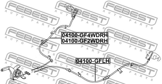 FEBEST MITSUBISHI Parking Brake Cable Right 04100-GF2WDRH