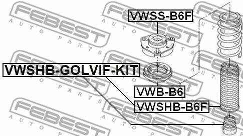 FEBEST 2010-20 VW Boot w/Jounce Bumper Front Shock Absorber Kit VWSHB-GOLVIF-KIT