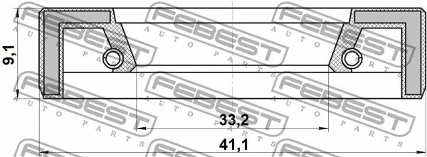 FEBEST 1996-1997 Lexus LX450 Rear Hub Oil Seal 35X41X6X9 95FAY-35410609X