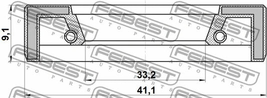 FEBEST 1996-1997 Lexus LX450 Rear Hub Oil Seal 35X41X6X9 95FAY-35410609X