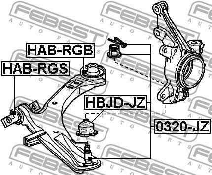 FEBEST Honda BUSHING, FRONT LOWER CONTROL ARM - HAB-RGB