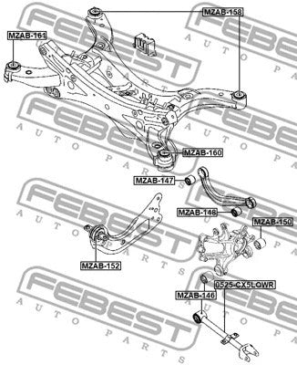 FEBEST 2025 Mazda CX-5 Arm Bushing Lower Control Arm 0525-CX5LOWR