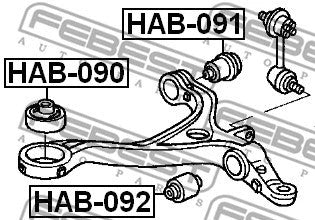 FEBEST 2004-2014 Acura TL Front Control Arm Bushing Under Shock Absorber HAB-092