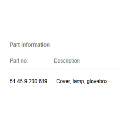 2012 Mini Cooper Glovebox Lamp Cover Used OEM 51459200619