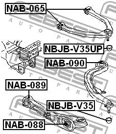 FEBEST NAB-065 Front Upper Control Arm Bushing Diagram Infiniti G35 G37 EX35 UAE